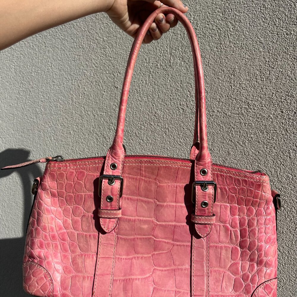 Y2K Dooney and Bourke Pink Nile Collection crocodile embossed leather bag - Picture 3 of 5